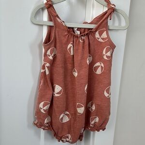 Rylee + Cru Shoulder Tie Bubble Romper with Beach Ball Print